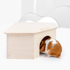 Niteangel Birch Chamber-Maze Hamster Hideout〔Triangle-Shaped Hamster Hut〕 - Niteangel Pet CA