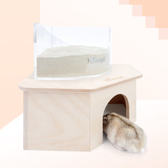 Niteangel Birch Chamber-Maze Hamster Hideout〔Triangle-Shaped Hamster Hut〕 - Niteangel Pet CA