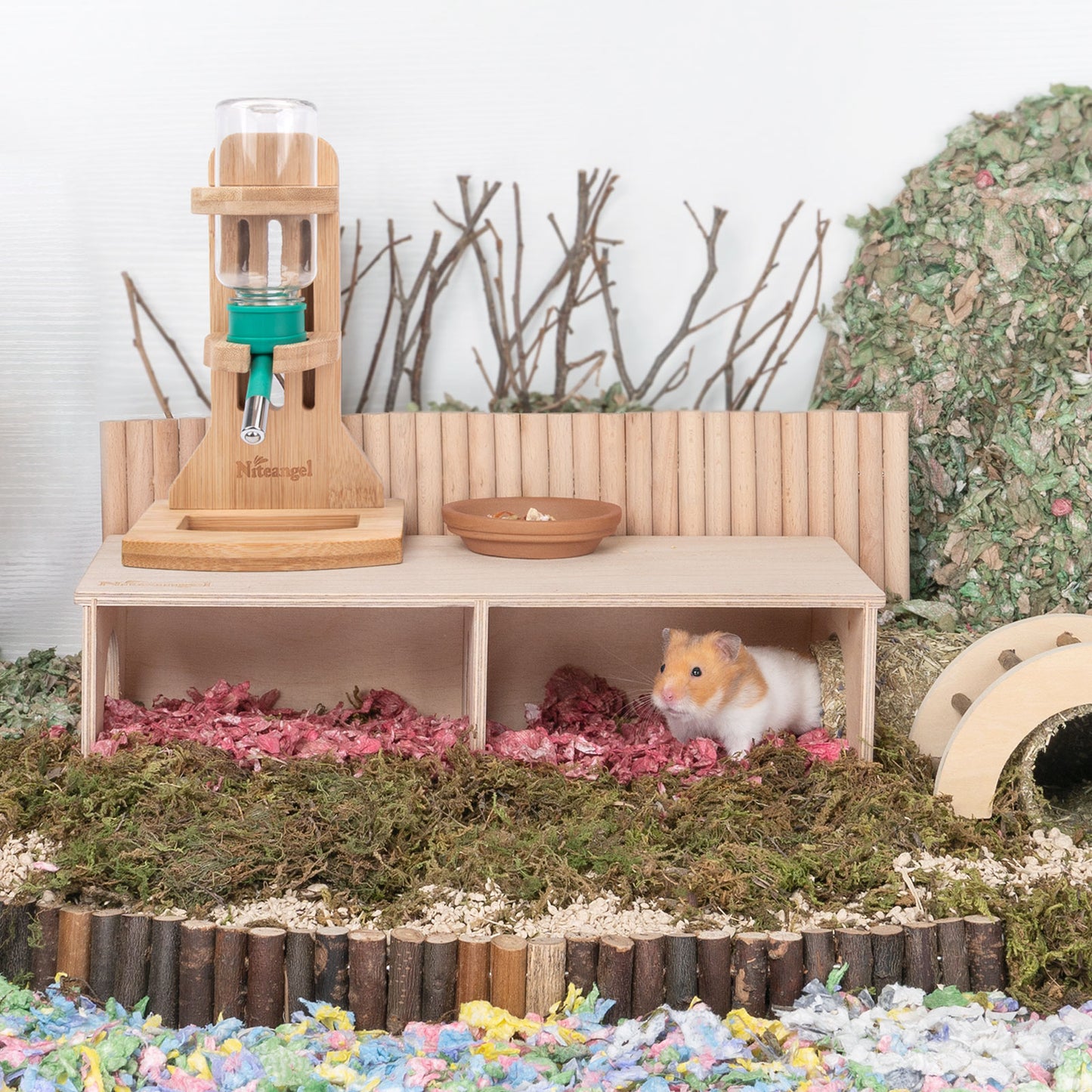 Niteangel Hamster Secret Peep Shed 2-Chamber Hideout & Tunnel Exploring Toys - Niteangel Pet CA