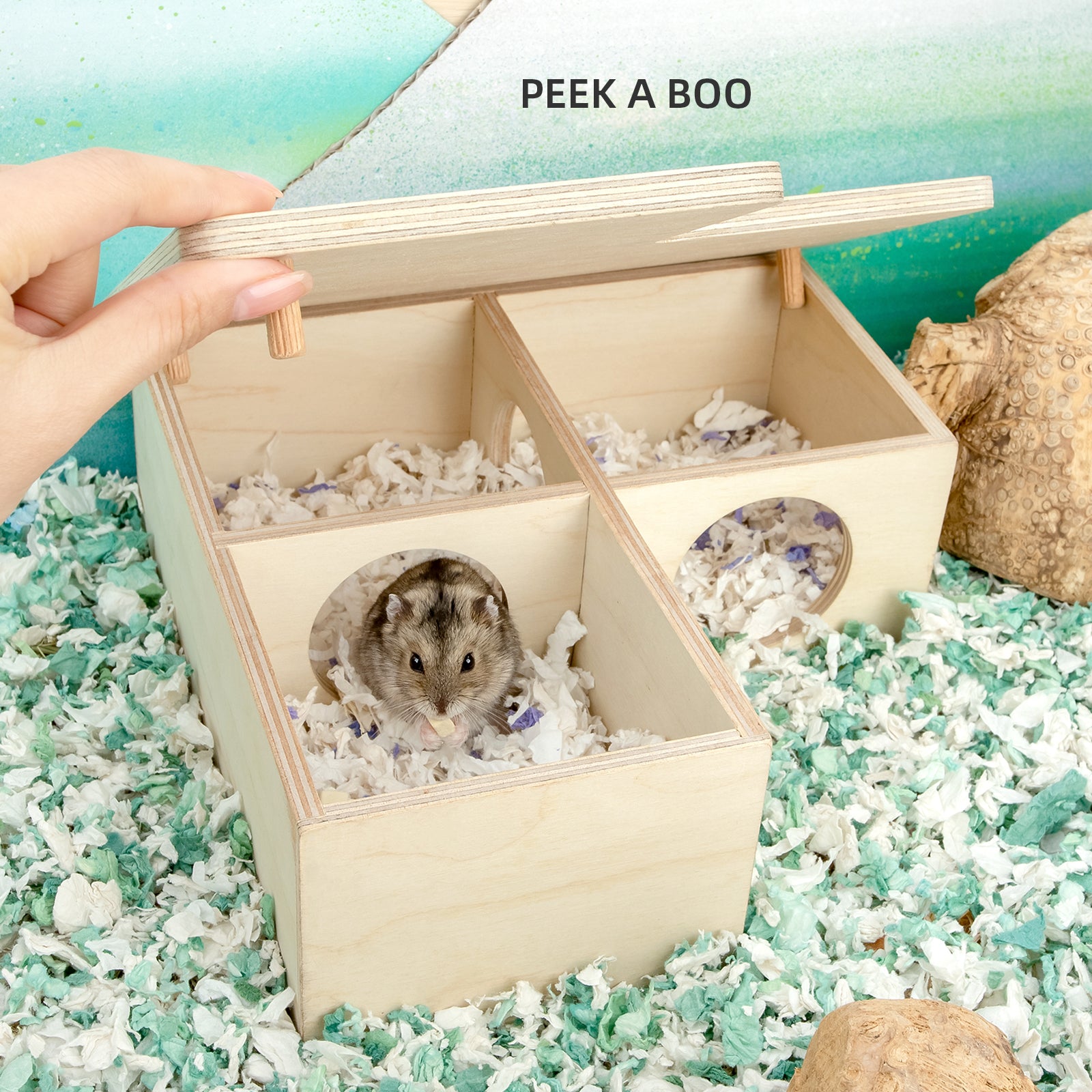 Niteangel Birch Chamber-Maze Hamster Hideout - Small Pets Woodland House Habitats Decor - Niteangel Pet CA