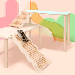 Niteangel Hamster Climbing Toy Wooden Ladder Wave Bridge - Niteangel Pet CA