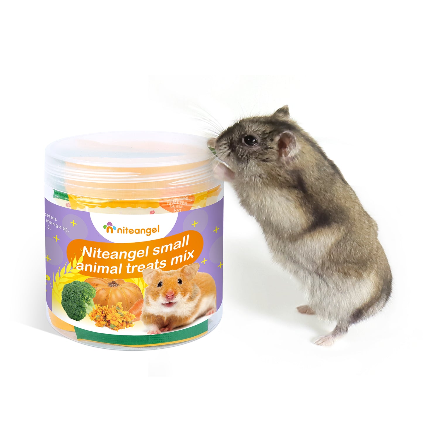 Niteangel Hamster Snack & Treats Toy - Small Animal Natural Treat Mix for Dwarf Syrian Robo Hamsters Gerbils Mice Lemmings Degus or Other Small-Sized Pets