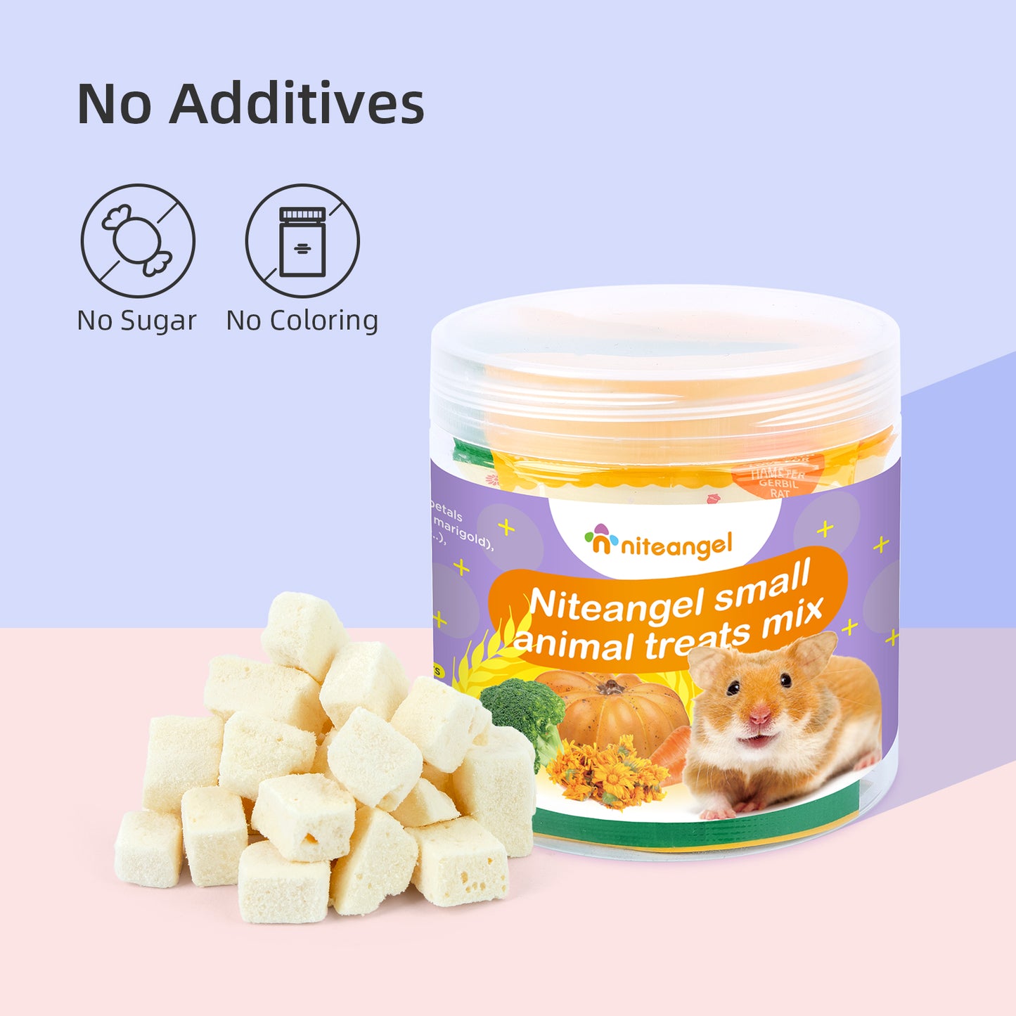 Niteangel Hamster Snack & Treats Toy - Small Animal Natural Treat Mix for Dwarf Syrian Robo Hamsters Gerbils Mice Lemmings Degus or Other Small-Sized Pets