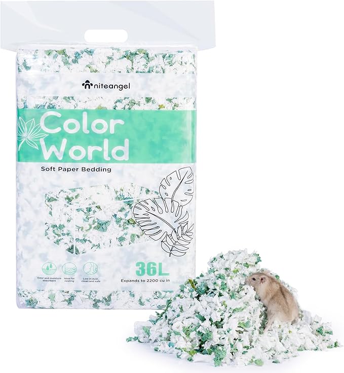 Niteangel Paper Bedding, Dust-Free, Super Absorbent & Odor Control Summer Litter for Syrian Dwarf Hamster Gerbil Mice Degu Rat Rabbit Bunny Guinea Pig Chinchilla Hedgehog or Other Small Pets