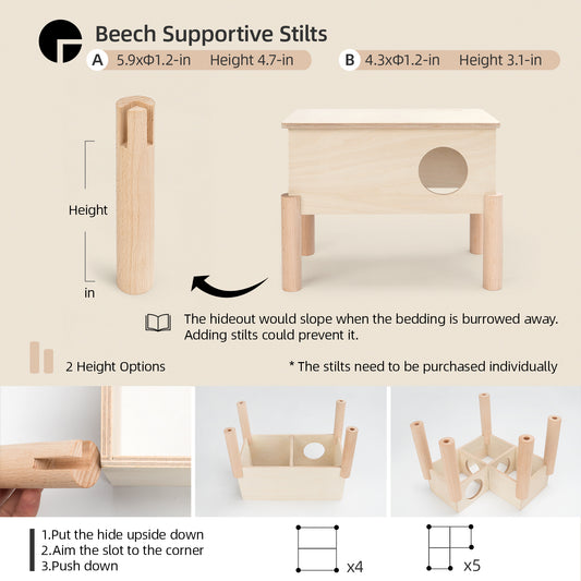 Niteangel Set of Beech Stilts for Elevating & Safely Setting Multi-Chamber Series Maze House