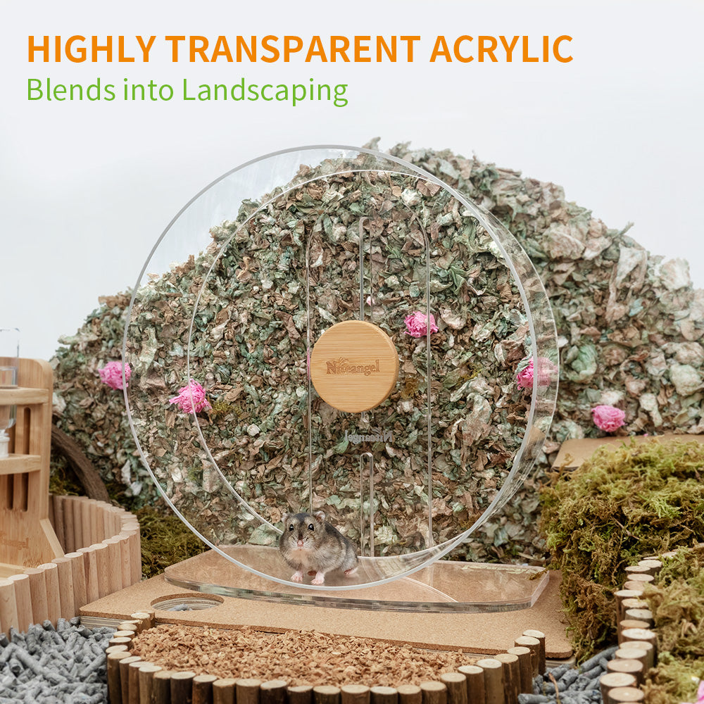 Niteangel Silent Hamster Exercise Wheel - Dual-Bearing Quiet Spinning Acrylic Hamster Running Wheel for Hamster