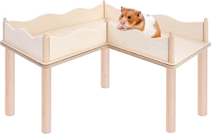 Niteangel Hamster Play Wooden Platform & Multi-Chamber Series Maze Fence for Dwarf Syrian Hamsters Gerbils Mice Degus or Other Small Pets