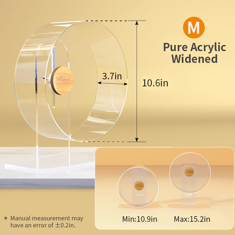 Niteangel Silent Hamster Exercise Wheel - Dual-Bearing Quiet Spinning Acrylic Hamster Running Wheel for Hamster