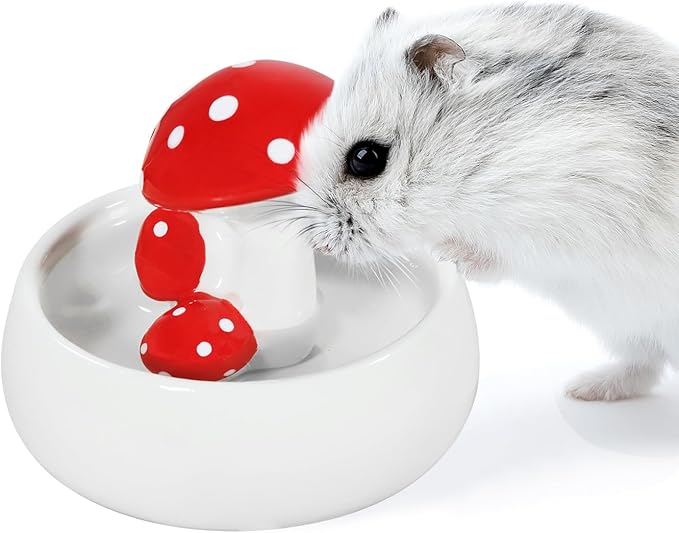 Niteangel Hamster Feeding & Water Bowls- Mushroom Ceramics Series Food Dish Feeding Bowls for Dwarf Syrian Hamsters Gerbils Mice Rats or Other Similar-Sized Small Pets