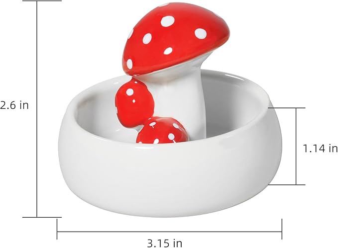 Niteangel Hamster Feeding & Water Bowls- Mushroom Ceramics Series Food Dish Feeding Bowls for Dwarf Syrian Hamsters Gerbils Mice Rats or Other Similar-Sized Small Pets