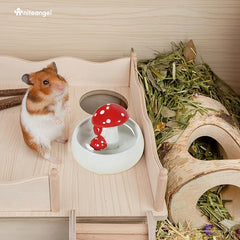 Niteangel Hamster Feeding & Water Bowls- Mushroom Ceramics Series Food Dish Feeding Bowls for Dwarf Syrian Hamsters Gerbils Mice Rats or Other Similar-Sized Small Pets