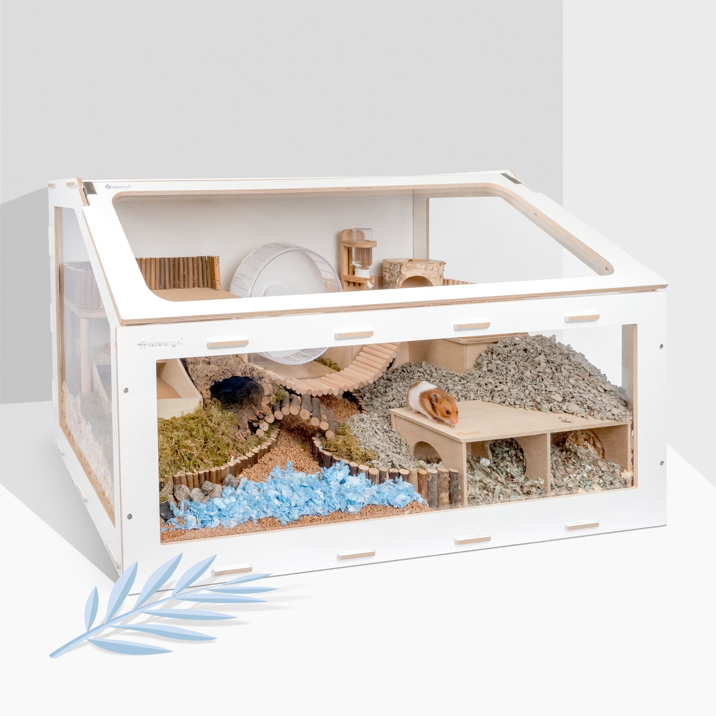 Niteangel Vista Hamster Cage W/ Oblique Opening - MDF Aspen Small Animal Cage - Niteangel Pet CA