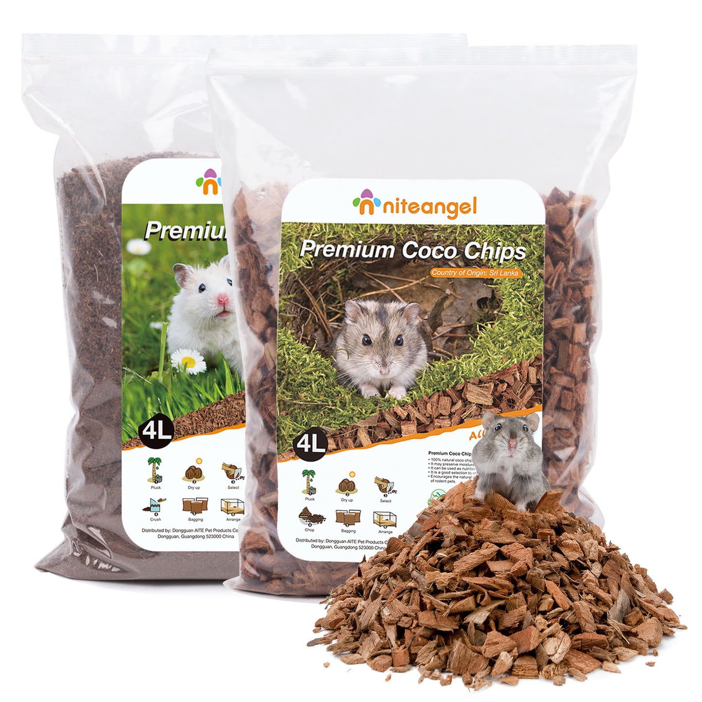 Niteangel Coco Peat & Chips Dry Digging & Burrowing Base for Rodent Pets - Niteangel Pet CA