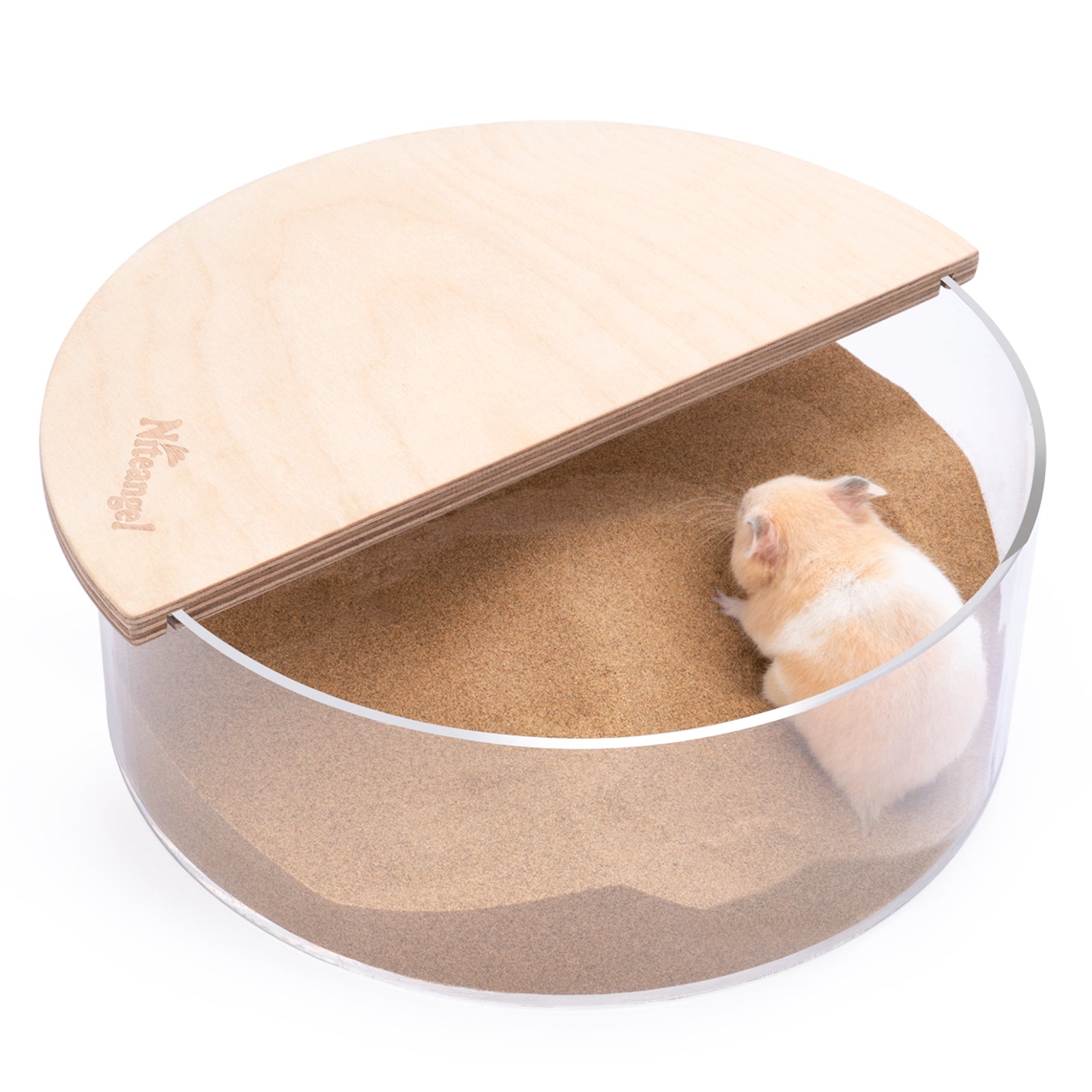 Niteangel Acrylic Sand Bath Shower Room & Digging Sand Container - Circle - Niteangel Pet CA