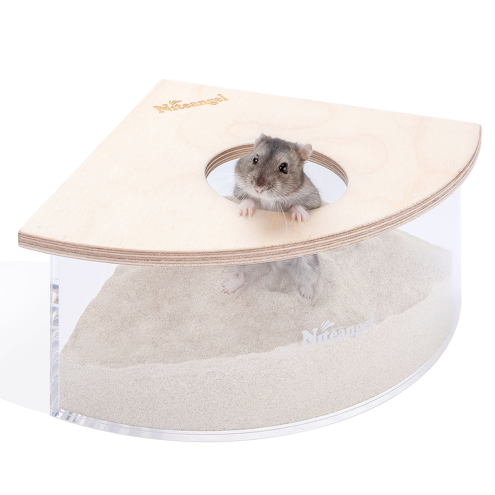 Niteangel Small Animal Sand-Bath Box - Acrylic Critter's Sand Bath Shower Room & Digging Sand Container〔Triangle〕 - Niteangel Pet CA