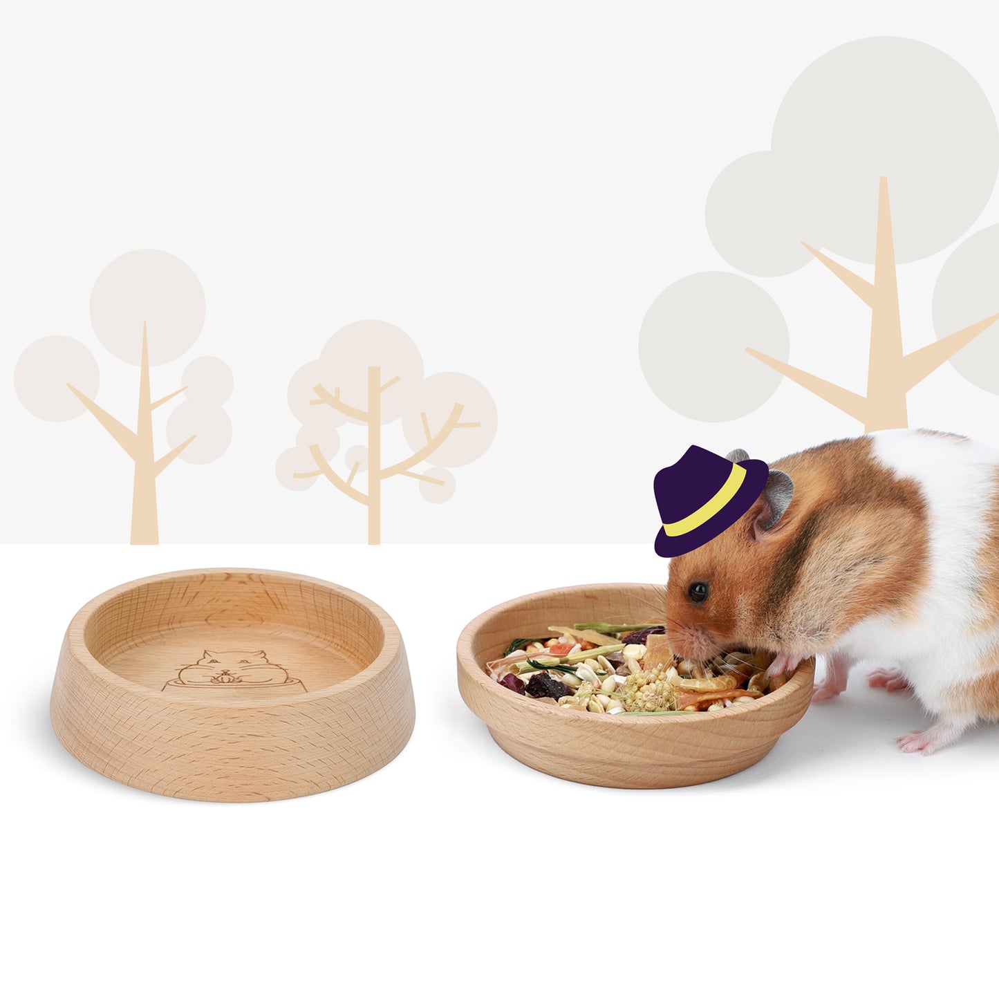 Niteangel Wooden Hamster Feeding Bowl - Small Animal Food Dish - Niteangel Pet CA