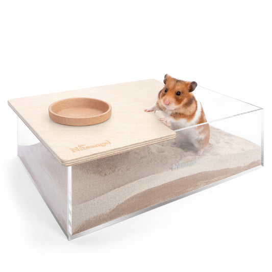 Niteangel Small Animal Sand-Bath Box - Acrylic Critter's Sand Bath Shower Room & Digging Sand Container〔Rectangle〕 - Niteangel Pet CA