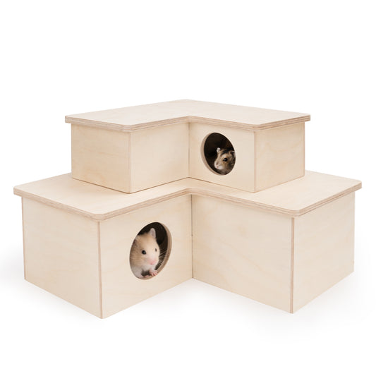 Niteangel Birch Chamber-Maze Hamster Hideout - Small Pets Woodland House Habitats Decor - Niteangel Pet CA