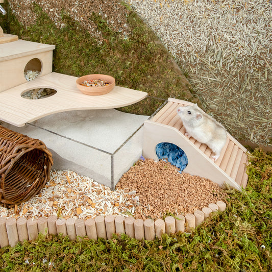 Niteangel Hamster House w/ Climbing Ladder (Trapezium-Shaped Hamster Hut) - Niteangel Pet CA