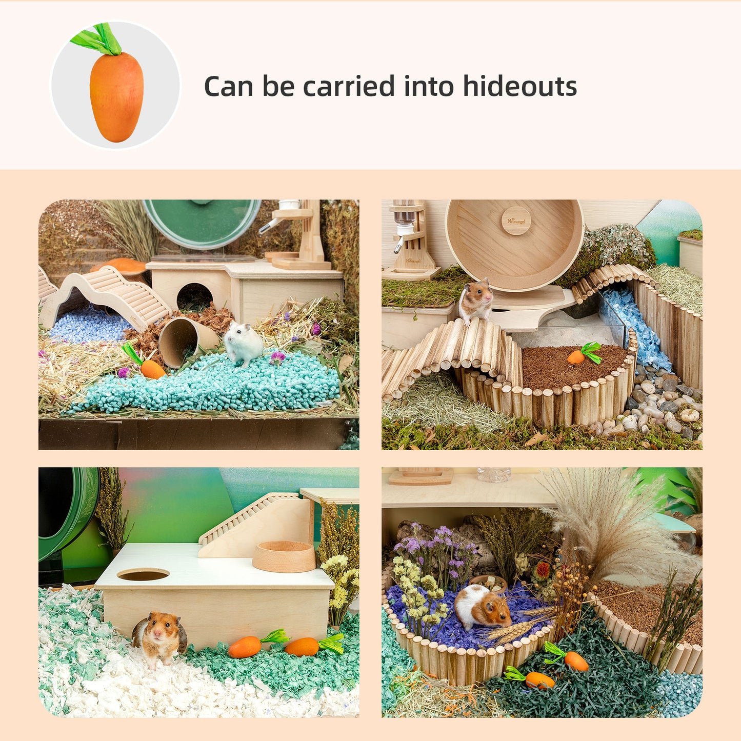 Niteangel Hamster Chew & Decor Toys:Carrot-Shape (Pack of 6) - Niteangel Pet CA