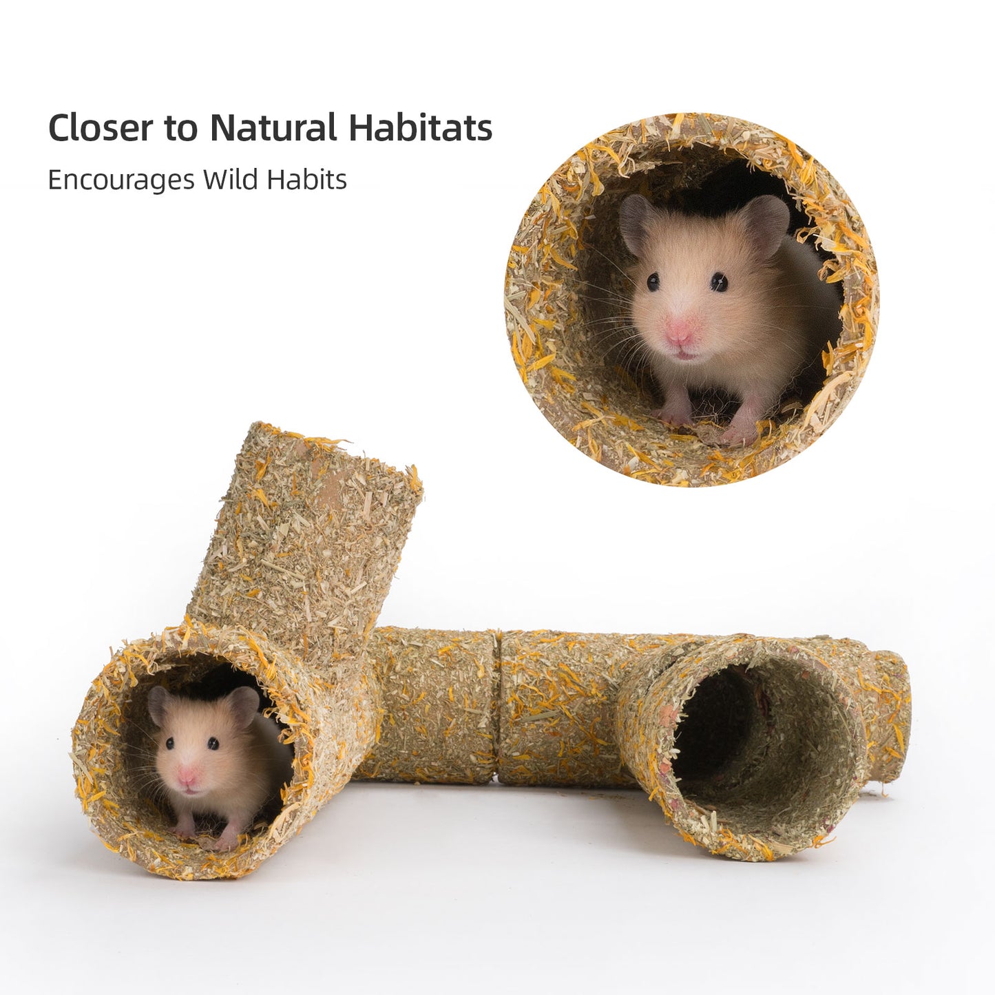 Natural Paper Tube with Dried Herbs and Flowers for Hamsters - Niteangel Pet CA