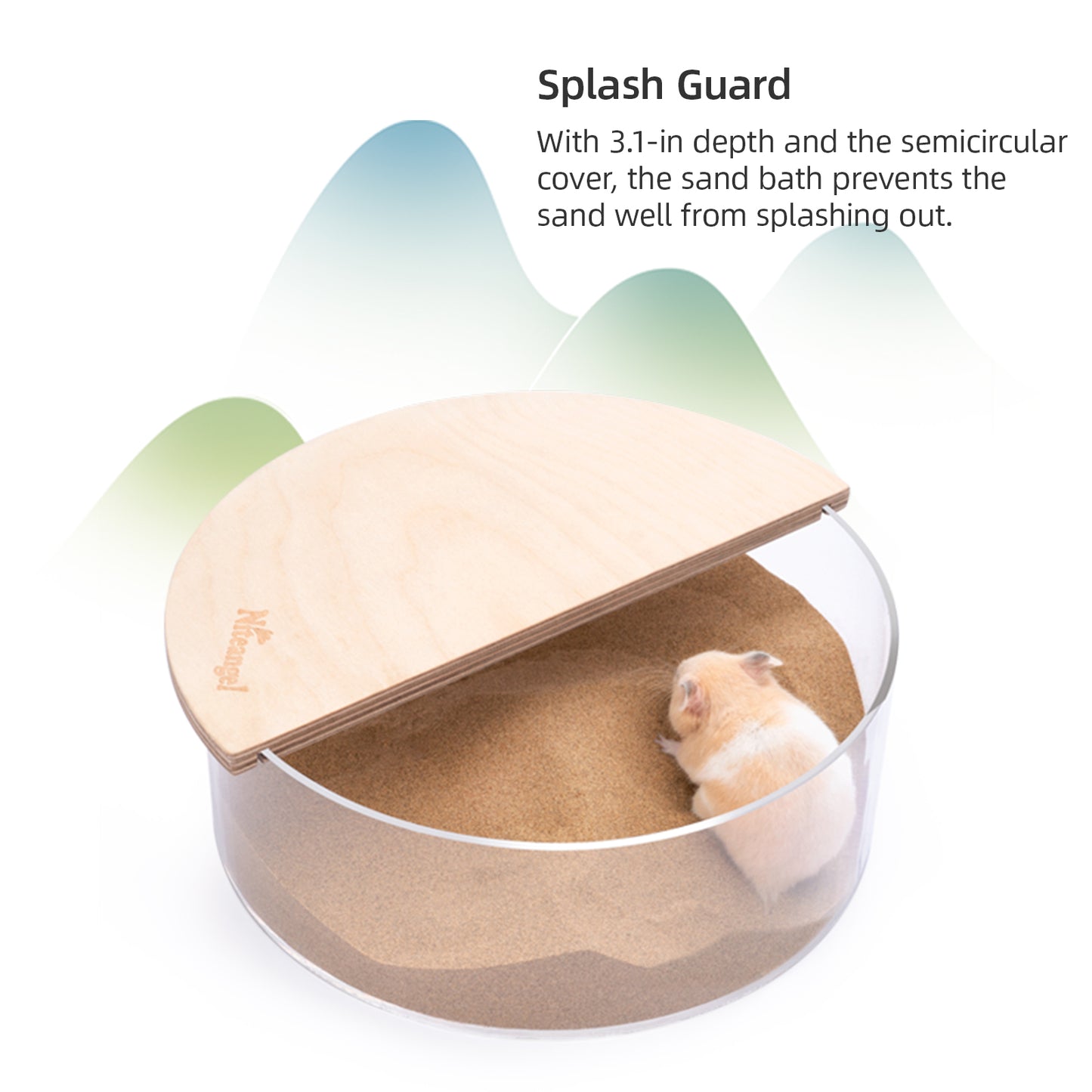 Niteangel Acrylic Sand Bath Shower Room & Digging Sand Container - Circle - Niteangel Pet CA