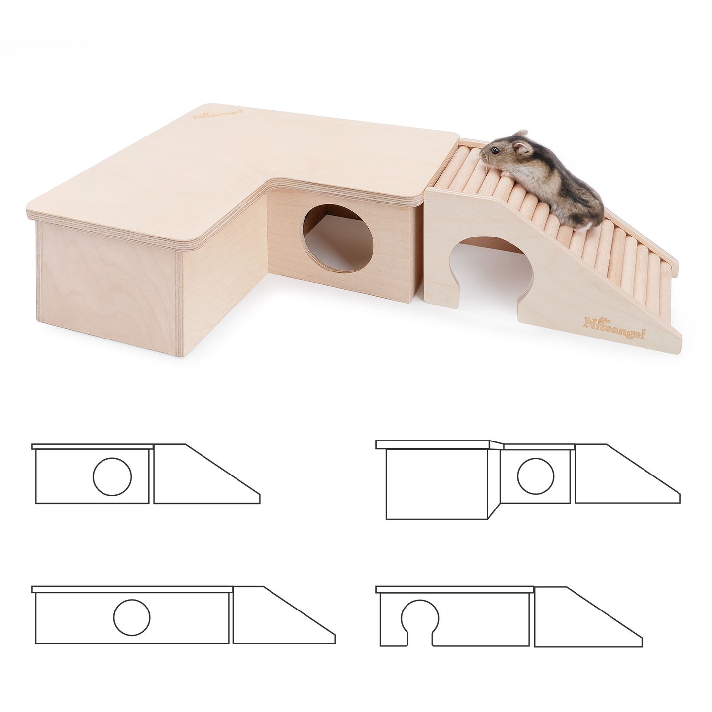 Niteangel Hamster House w/ Climbing Ladder (Trapezium-Shaped Hamster Hut) - Niteangel Pet CA