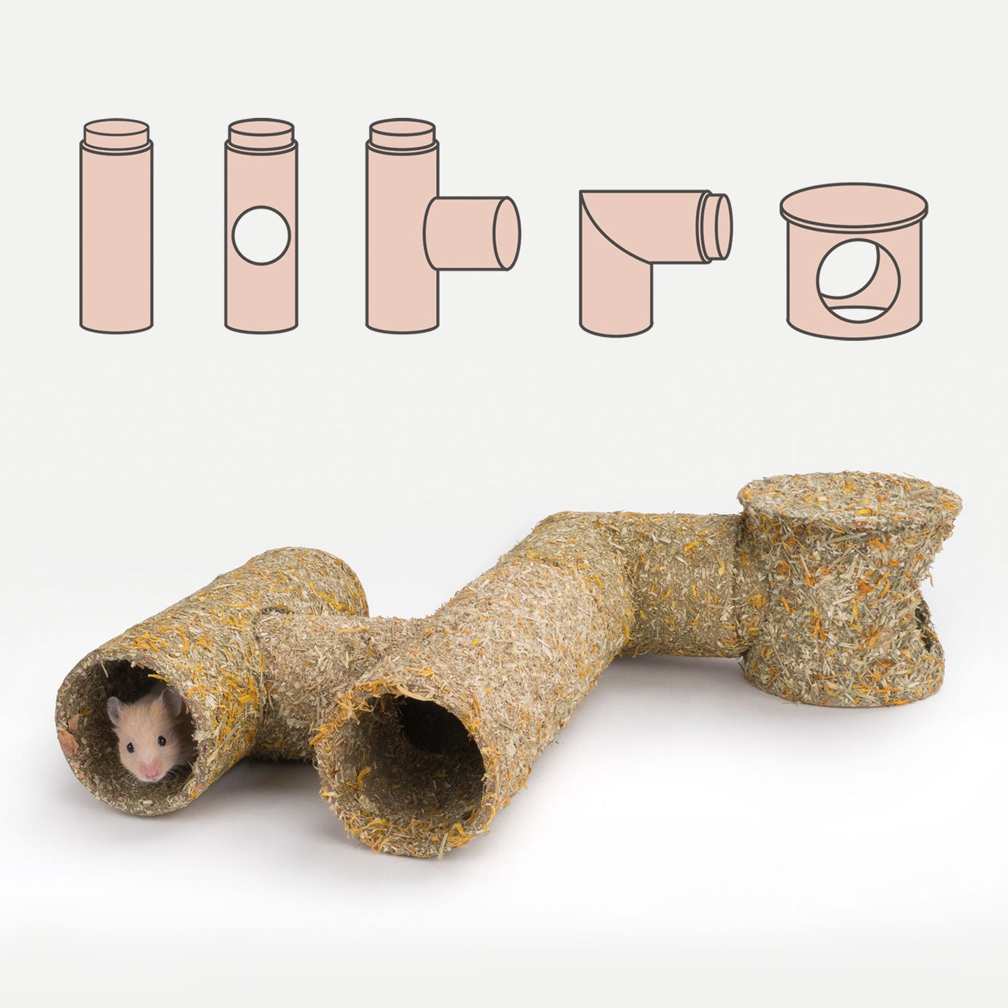 Natural Paper Tube with Dried Herbs and Flowers for Hamsters - Niteangel Pet CA