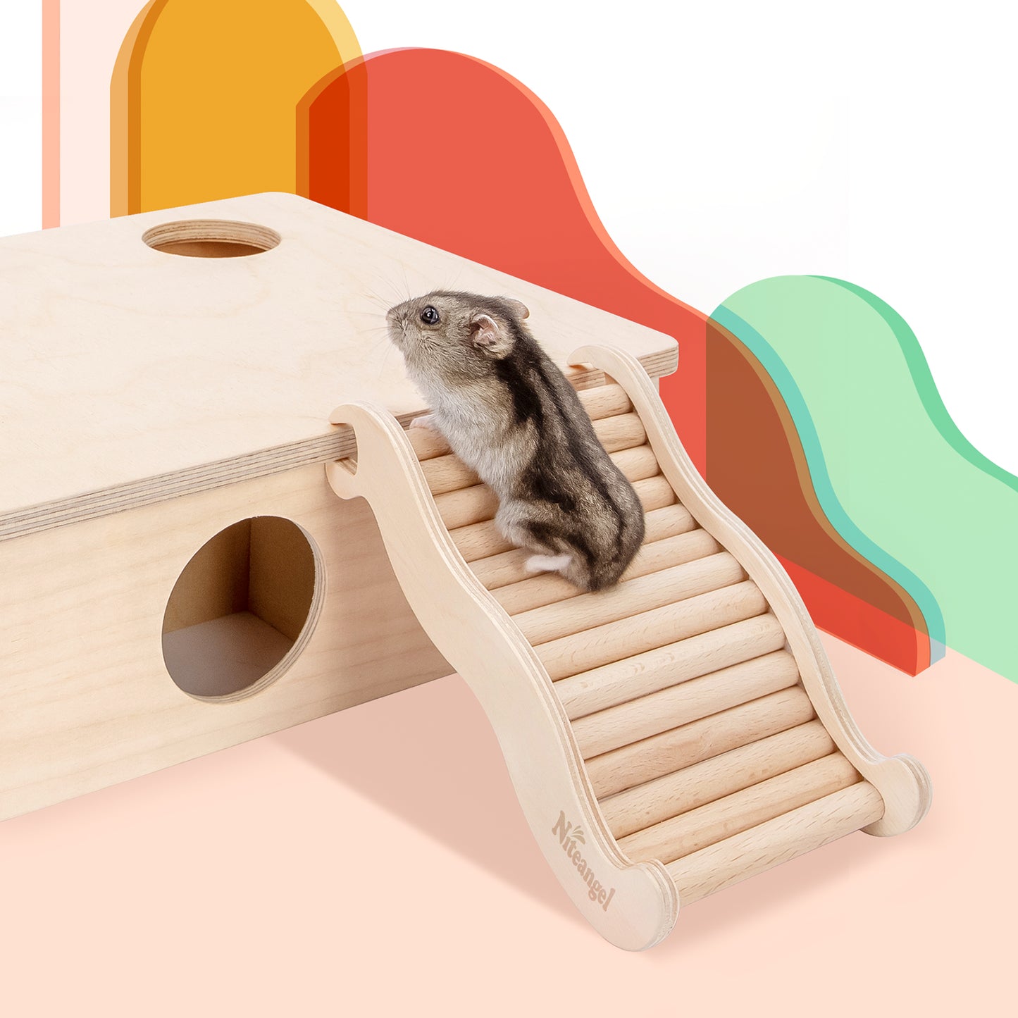 Niteangel Hamster Climbing Toy Wooden Ladder Wave Bridge - Niteangel Pet CA