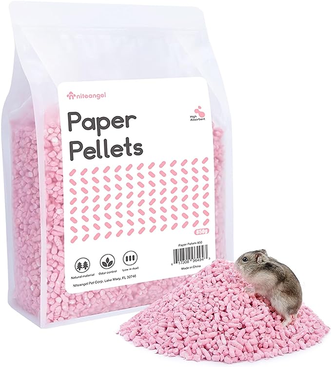 Niteangel Hamster Paper Pellets Bedding for Syrian Dwarf Hamsters Gerbils Mice Mouse Lemming Degus or Other Small-Sized Pets