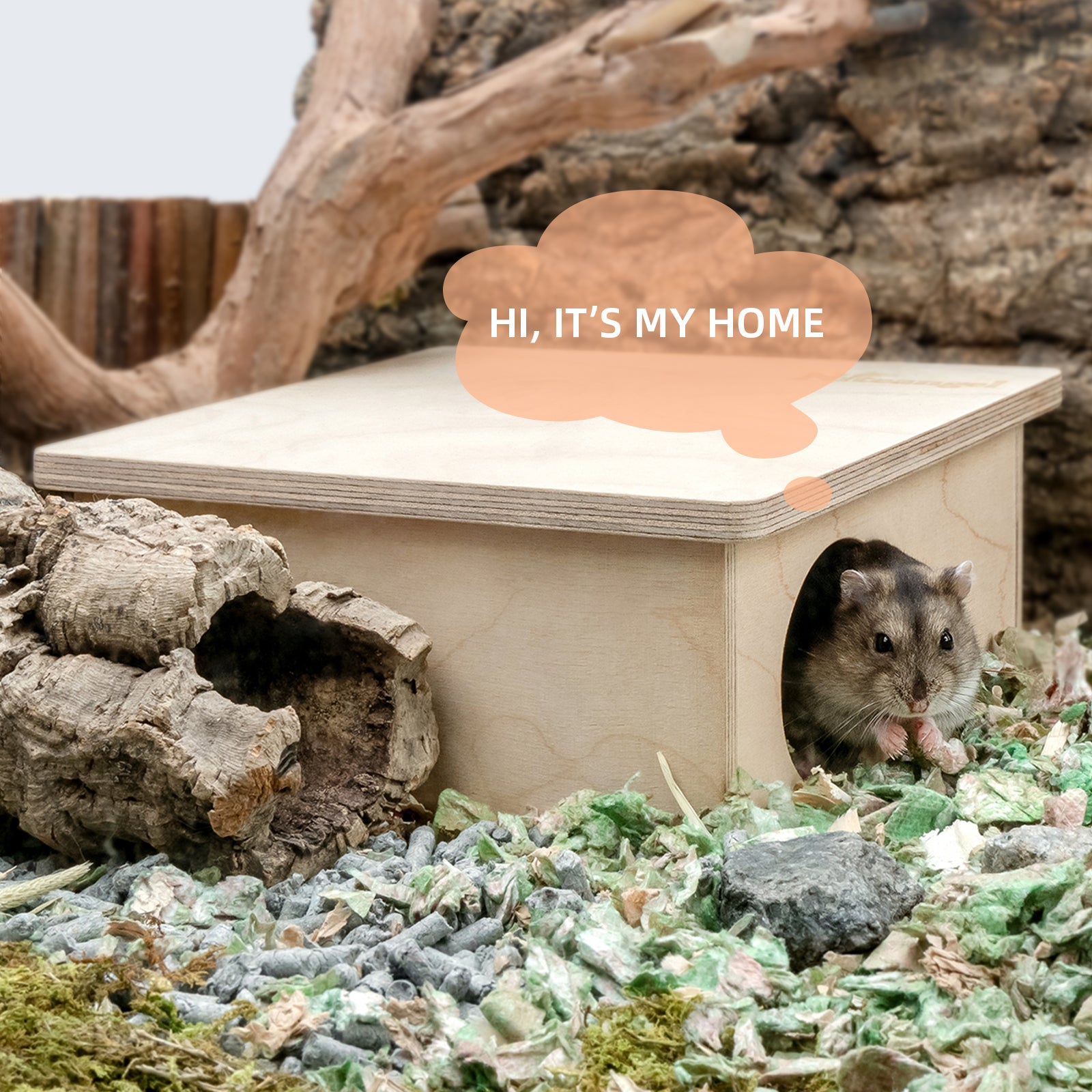 Niteangel Birch Chamber-Maze Hamster Hideout - Small Pets Woodland House Habitats Decor - Niteangel Pet CA