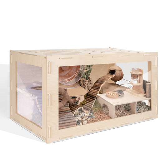 Niteangel Bigger World MDF Terrarium Aspen Poplar Wooden Enclosure for Syrian and Dwarf Hamsters - Niteangel Pet CA