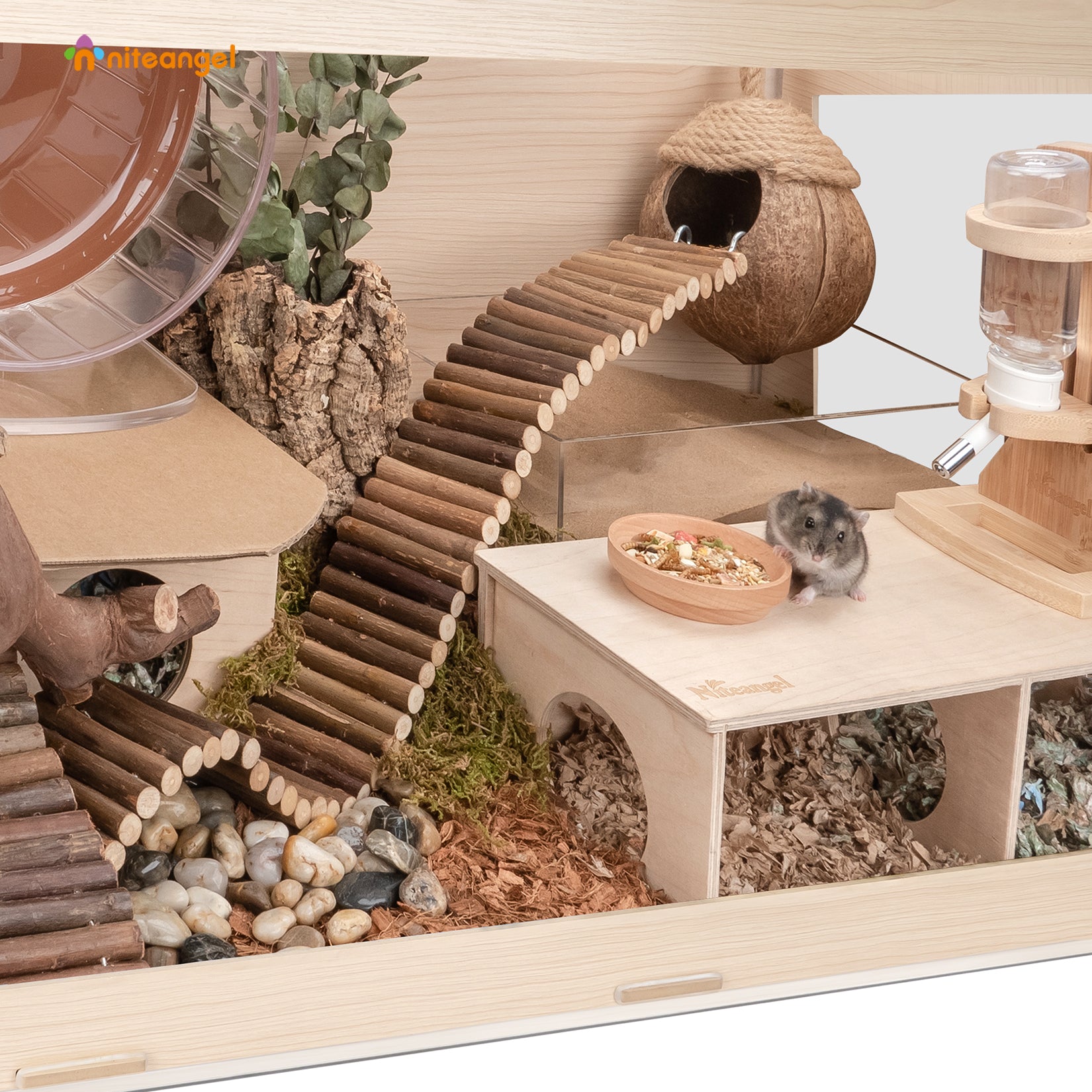 Niteangel Bigger World MDF Terrarium Aspen Poplar Wooden Enclosure for Syrian and Dwarf Hamsters - Niteangel Pet CA