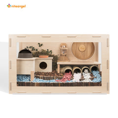 Niteangel Bigger World MDF Terrarium Aspen Poplar Wooden Enclosure for Syrian and Dwarf Hamsters - Niteangel Pet CA