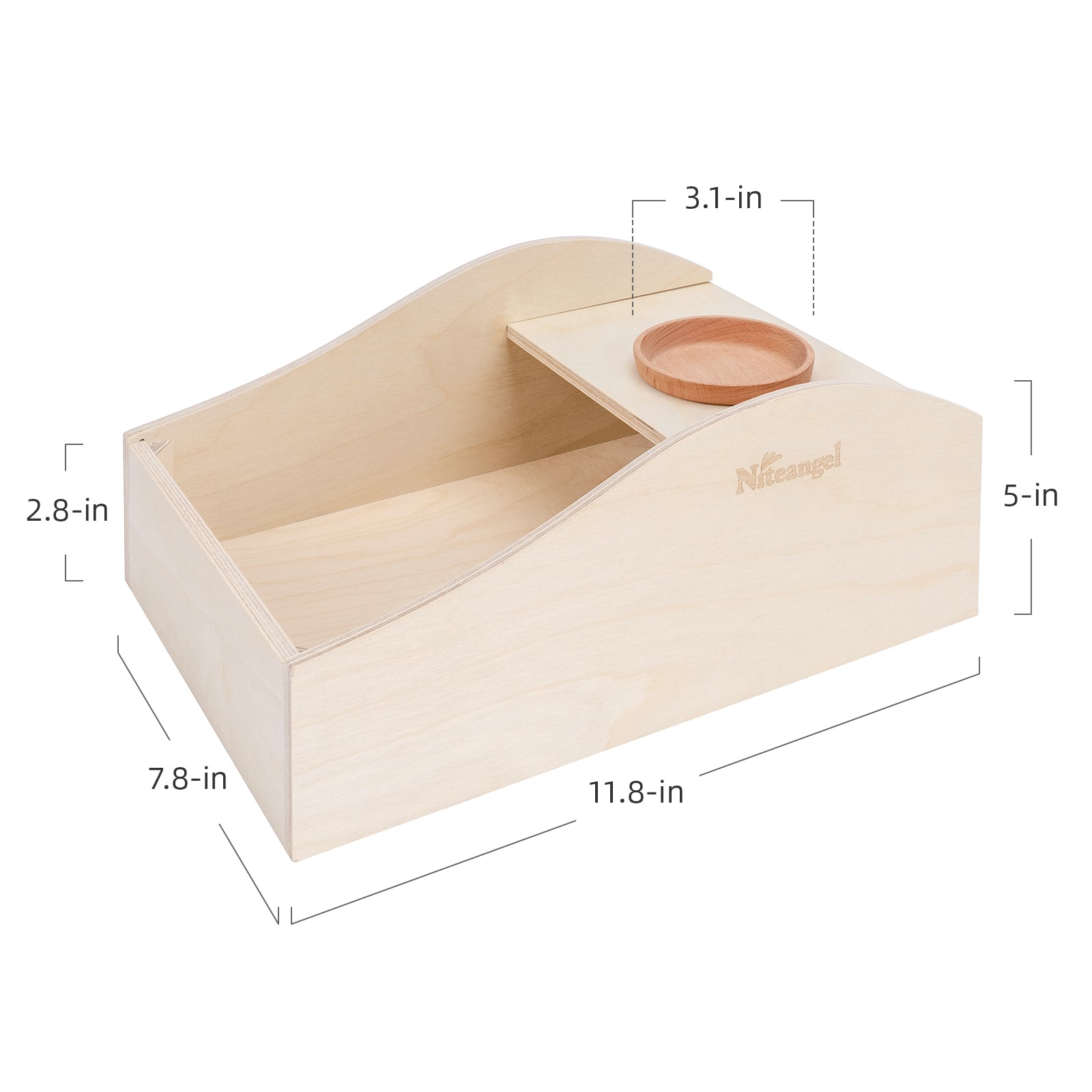 Niteangel Large Wooden Sand Bath with Hideout and Food Bowl for Hamsters - Niteangel Pet CA