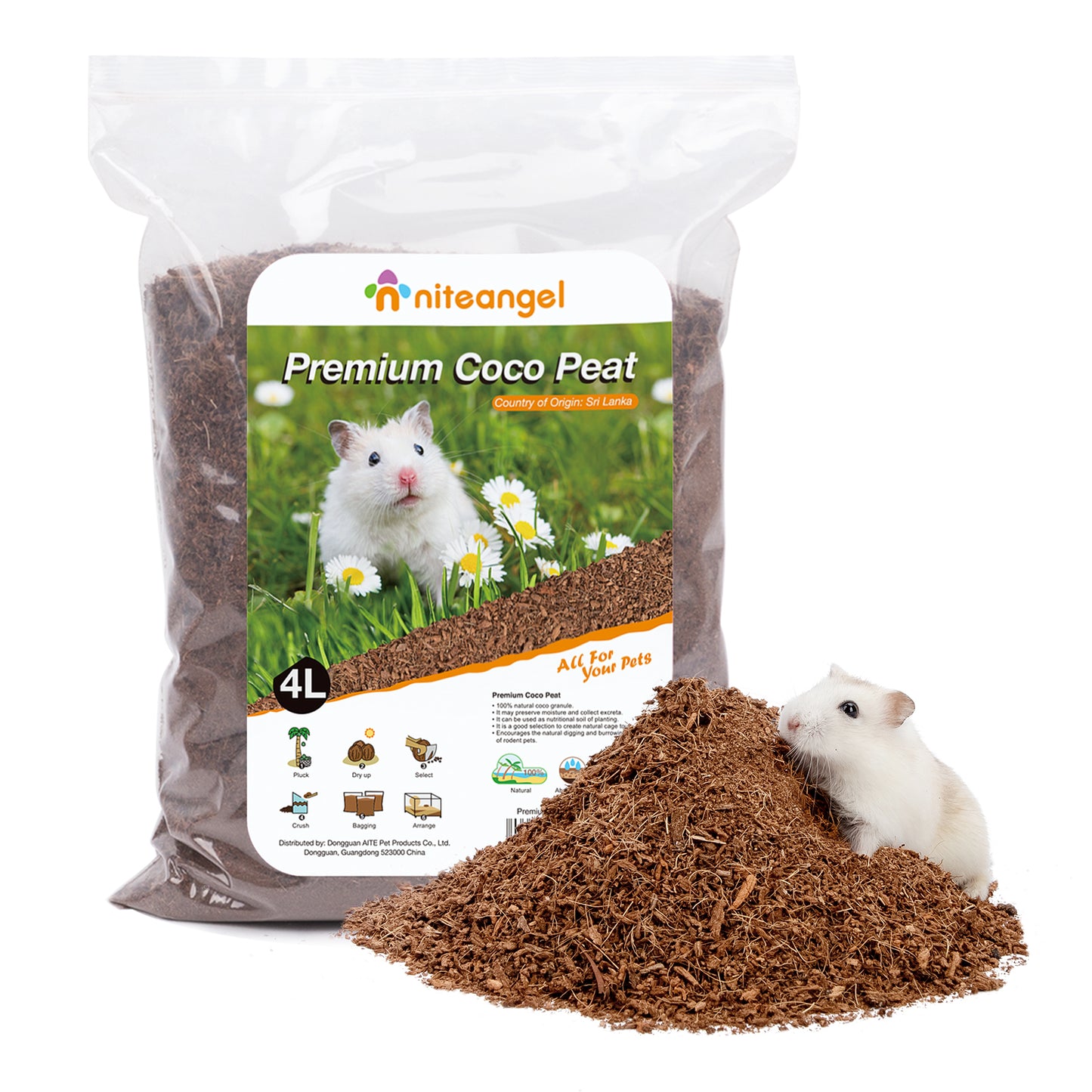 Niteangel Coco Peat & Chips Dry Digging & Burrowing Base for Rodent Pets - Niteangel Pet CA